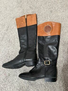 Vince Camuto Phillie Two-Tone Leather Tall Riding Boots - Size 7M